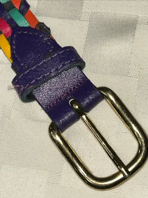 Source Unknown XL Multicolor Braided Leather Belt with Purple Trim thumbnail 3