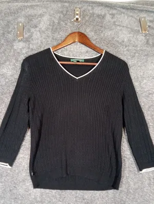 Lauren Ralph Lauren Vintage V Neck Ribbed Knit Preppy Old Money Womens M thumbnail 4