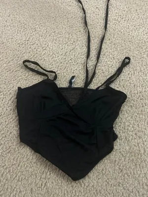 C706 bra small size 4 black halter style top see thru black cute bralette thumbnail 1