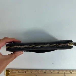 Coach Wallet Saffiano Accordion Black‎ Zip Crossgrain Leather Gold Tone Hardware thumbnail 6