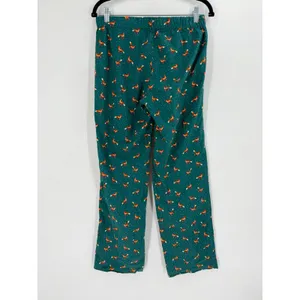 J.Crew Pajama Pants Women XS Green Excellent Flannel Fox Print F8320 thumbnail 5