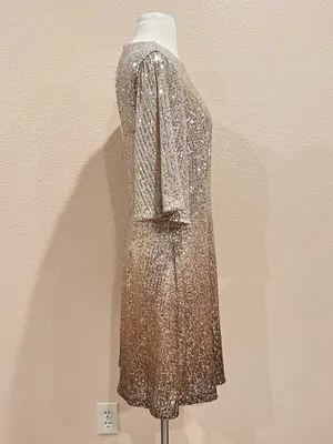 Old Navy Silver to Bronze Warm Ombre Sequin Mini Dress Size Large thumbnail 8