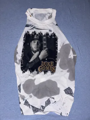 Custom Luke Combs Graphic Tank Top White Size M thumbnail 3