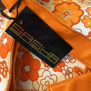 SASHA Handbags NY Large Tote Shoulder Overnight Orange White Floral Purse Womens thumbnail 7