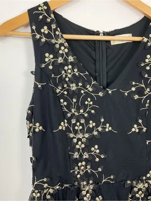 Altar’d State Jane Black & Gold Floral Lace Dress Womens Size Small thumbnail 2