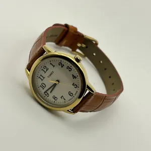 Timex Easy Reader Gold-tone Textured Brown Leather Women’s Watch Working thumbnail 4