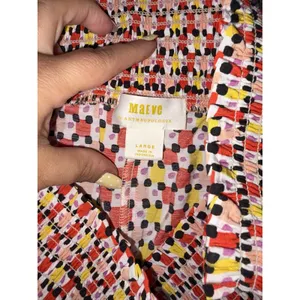 Maeve Women's Smocked Waist Wide Leg Pants Multicolor Geometric Print Large thumbnail 5