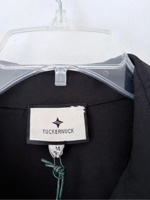 Tuckernuck Trapeze A-Line Black Crepe along Sleeve Button Down Blouse Top medium thumbnail 6