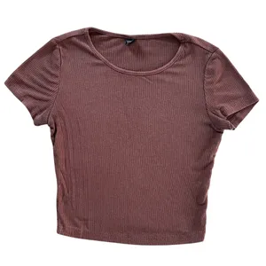 Shein Womens XS Crop Top Brown Ribbed Short Sleeve Stretch thumbnail 1