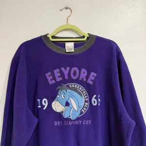 Disney Store Exclusive Purple Eeyore Vintage Fleece Sweatshirt Sz M thumbnail 2