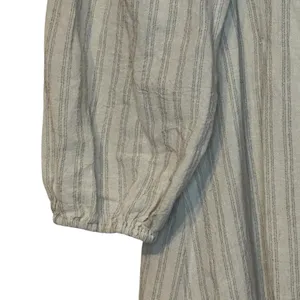 Mystree Womens Smocked Midi Dress Lined Striped Puff Sleeve Oatmeal Small NWT thumbnail 11