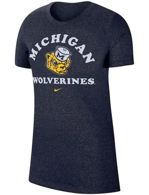 Nike NWOT University Michigan Wolverines marled Throwback Crew Neck Tshirt S thumbnail 1