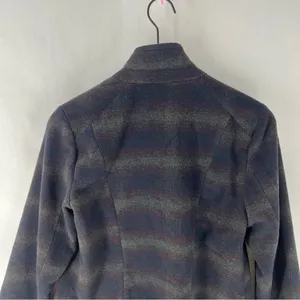 DEX Wool Blend Stylish‎ Striped Womens Crossover Asymmetric Hem Jacket Gray Size M thumbnail 10