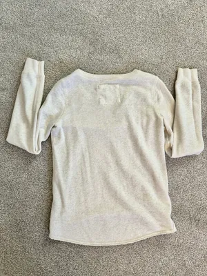 Abercrombie & Fitch Lace Crewneck Sweatshirt Cream Small thumbnail 3