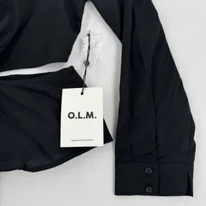 O.L.M. NWT Black Cutout O-Ring Tie Front Blouse L Long Sleeve Y2K Corsetcore thumbnail 3