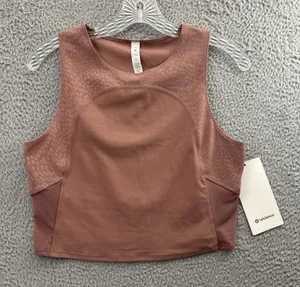 NWT Lululemon‎ Nulu and Mesh Yoga Tank Top Jewel Emboss Spiced Chai Women's 10 thumbnail 1