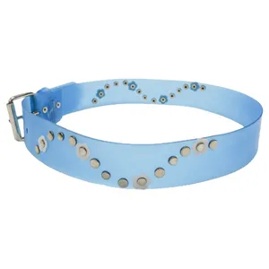 Vintage 90s Blue Floral PVC Plastic Belt thumbnail 3
