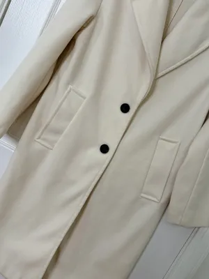 Bershka Ivory Long Coat Quiet Luxury Minimalist Old Money Tailored Classic Size S thumbnail 5
