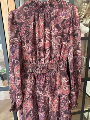 Lulus Long sleeve maxi dress tiered ruffle smocked mock neck paisley print stretchy thumbnail 4