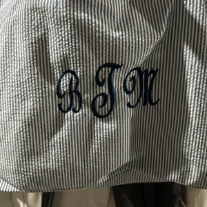 Seersucker monogrammed tote New Blue thumbnail 2