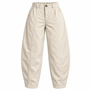 Zara Cream Pleated Barrel Leg Trousers Cotton Blend Size M thumbnail 2