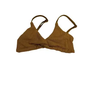 NEW Good American Always Fits Large Brown Bronze Crinkle Twist Bikini Top v6x thumbnail 4