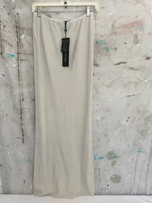 White Fox Magic Memory Knit Maxi Skirt in Champagne thumbnail 2