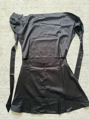 SHEIN Black Halter Mini Satin Dress with Draped Neckline (Size XS) thumbnail 4