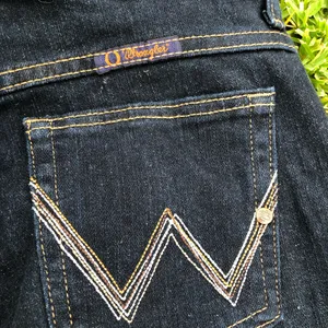 Wrangler Q Baby Jeans Bootcut Dark Blue Stretch Denim Women's 3/4 x 34 thumbnail 11