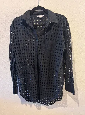 Solid & Striped Eyelet Pareo Cover-Up Black Medium thumbnail 1