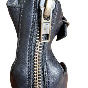 UGG Char Black Leather Wedge Sandal Women Sz 8 Wood Zip-up Open Toe Ankle Strap thumbnail 8