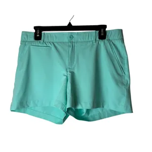 Under Armour Shorts Women 12 Turquoise HeatGear Fitted Athleisure Golf Gorpcore thumbnail 2