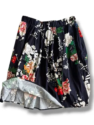 Taydey Floral A-Line Midi Skirt Navy Blue Size Large NWT thumbnail 4