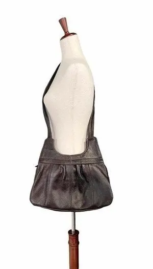 Vintage Pebbled Leather Crossbody Bag Espresso Brown 70s Boho Bohemian Purse thumbnail 2