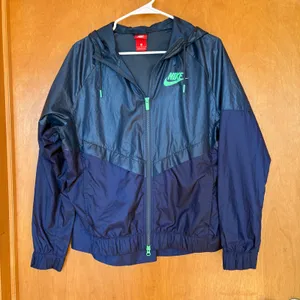 Nike Windrunner Hooded Lightweight Jacket‎ Navy Green Womens Size L 804947 thumbnail 1