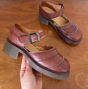Dr Martens • vintage ankle strap mary janes 8599 brown leather chunky heel MIE thumbnail 1