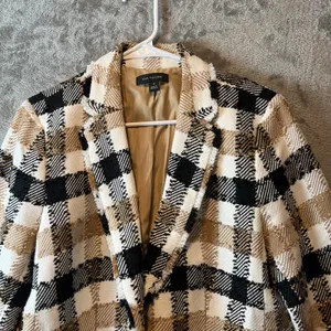 Ann Taylor NEWBURY Plaid Blazer Check One Button Fringe Sz 12 Career Preppy‎ thumbnail 6