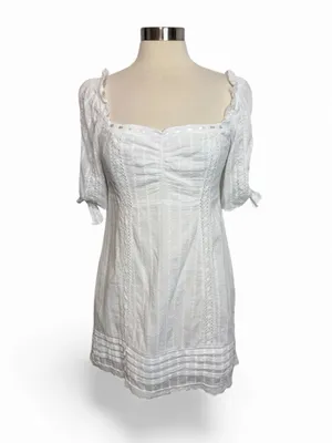 SHOW ME YOUR MUMU‎ Hartley Mini Dress Verona Lace White Off-the-Shoulder, Medium thumbnail 3