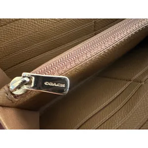 Coach Tan Leather Zip Around Continental Wallet thumbnail 12