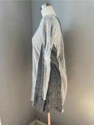 Free People Gray Two-Tone Long Sleeve Tunic Sweatshirt thumbnail 2