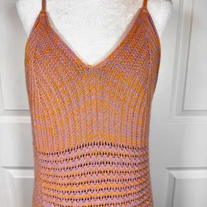 Freshman 1996 Crochet Maxi Dress XL Boho Festival Cottagecore Pink Orange Lined thumbnail 4