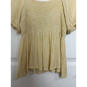 Altar'd State Butter Yellow Milkmaid Ditsy Floral Puff Sleeve Top S Cottagecore thumbnail 5