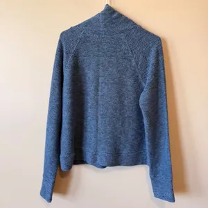 Aerie Women Cotton Blend Pullover Hoodie Medium Blue Funnel Neck Thumbholes thumbnail 7
