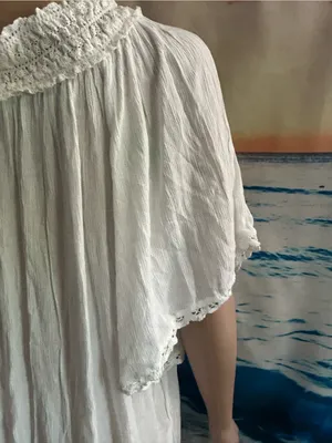 Nouveau Beach Women's White Tassel Hem Peasant Dress Swim Cover Up MD NWT thumbnail 8