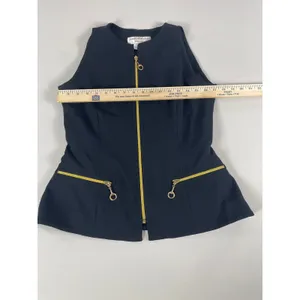 Jones New York Blazer Vest Size 8 Black Gold Zipper Detail 90s thumbnail 9