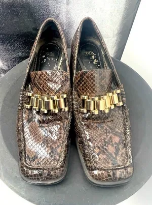 Zara‎ Brown snakeskin loafers size 6 thumbnail 1