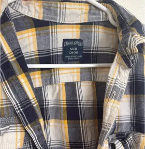 Faded Glory White Blue and Yellow Thin Long Sleeve Flannel thumbnail 3