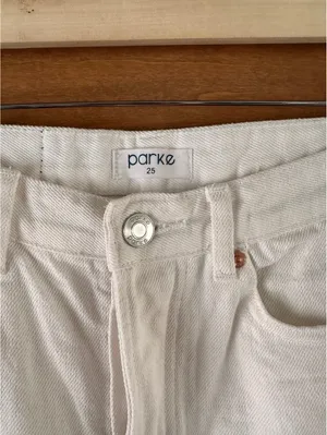 Parke Wide Leg Relaxed Jeans Raw Hem Button Fly White Wash Women’s size 25 thumbnail 6
