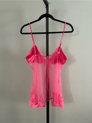 Victoria's Secret Vintage Hot Pink Silk Teddy Size Large thumbnail 2