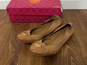 Tory Burch Royal Tan Nappa Leather Jolie Ballet Flat Size 7 US thumbnail 1